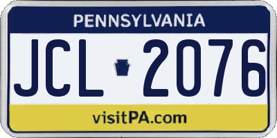 PA license plate JCL2076