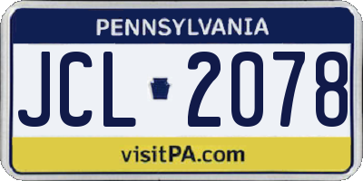 PA license plate JCL2078