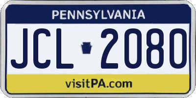 PA license plate JCL2080