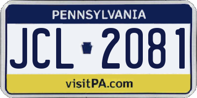 PA license plate JCL2081