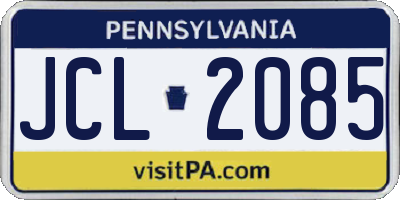 PA license plate JCL2085