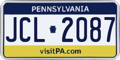 PA license plate JCL2087