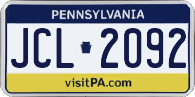 PA license plate JCL2092