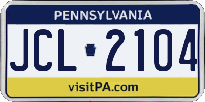PA license plate JCL2104