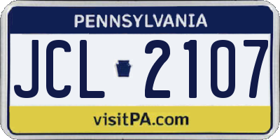 PA license plate JCL2107