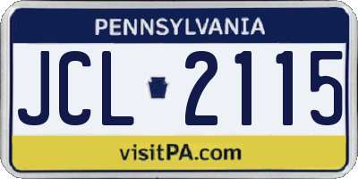 PA license plate JCL2115