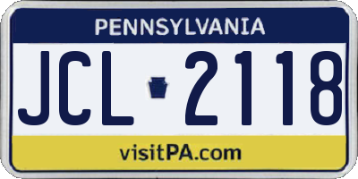 PA license plate JCL2118