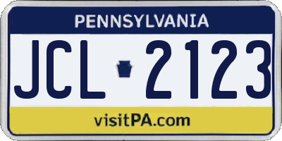 PA license plate JCL2123
