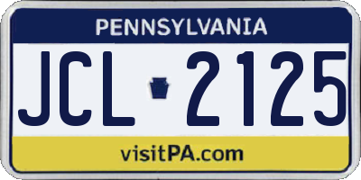 PA license plate JCL2125