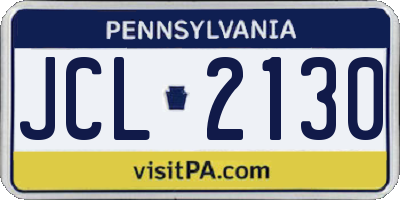 PA license plate JCL2130