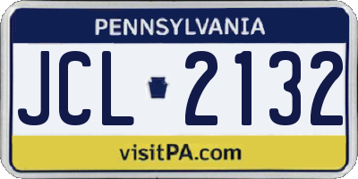 PA license plate JCL2132