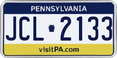 PA license plate JCL2133