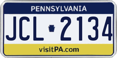 PA license plate JCL2134
