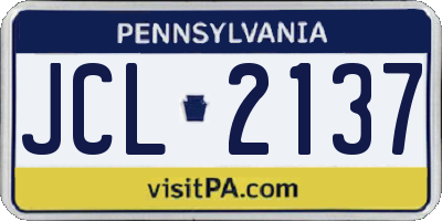 PA license plate JCL2137