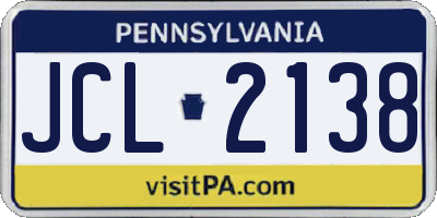 PA license plate JCL2138