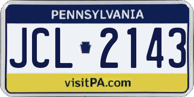 PA license plate JCL2143