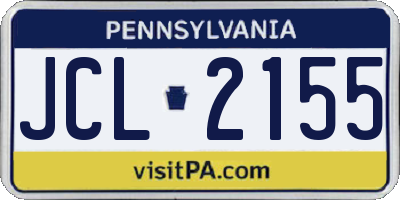 PA license plate JCL2155