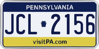 PA license plate JCL2156