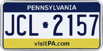 PA license plate JCL2157