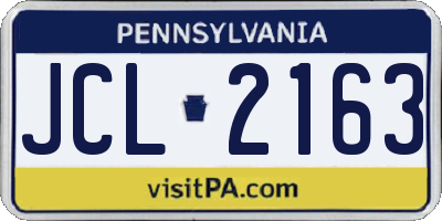 PA license plate JCL2163