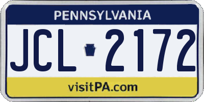 PA license plate JCL2172