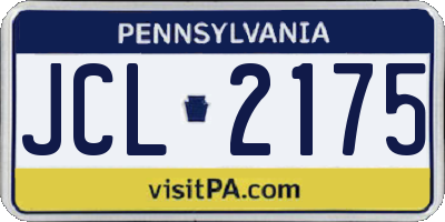 PA license plate JCL2175