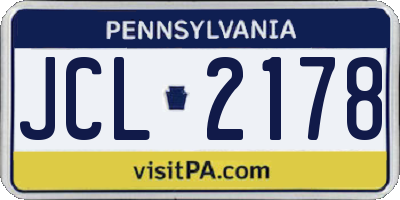 PA license plate JCL2178