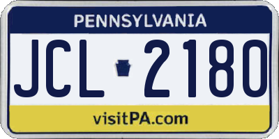 PA license plate JCL2180