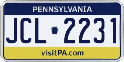 PA license plate JCL2231