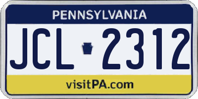 PA license plate JCL2312