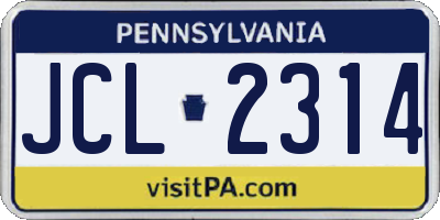 PA license plate JCL2314