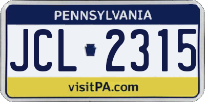 PA license plate JCL2315