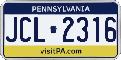 PA license plate JCL2316