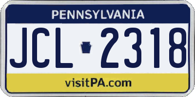 PA license plate JCL2318
