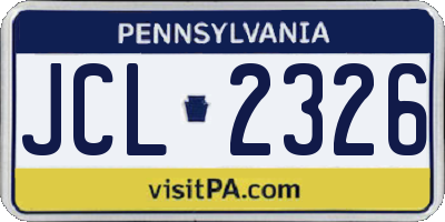 PA license plate JCL2326