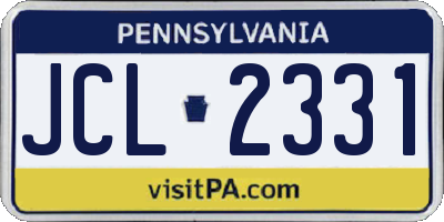 PA license plate JCL2331