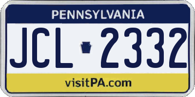 PA license plate JCL2332