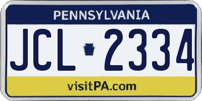 PA license plate JCL2334