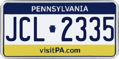 PA license plate JCL2335