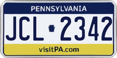 PA license plate JCL2342