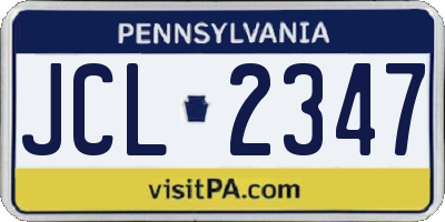 PA license plate JCL2347