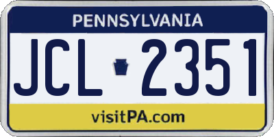 PA license plate JCL2351