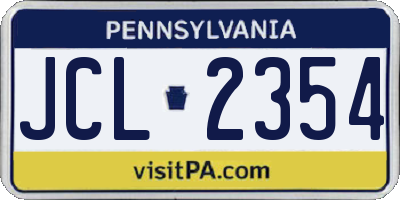 PA license plate JCL2354