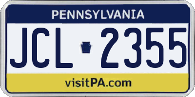 PA license plate JCL2355