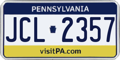 PA license plate JCL2357