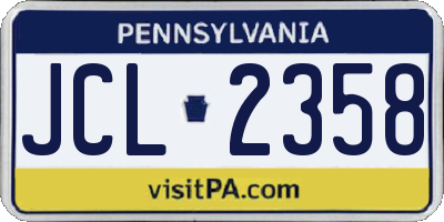 PA license plate JCL2358