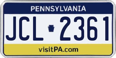 PA license plate JCL2361
