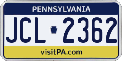 PA license plate JCL2362