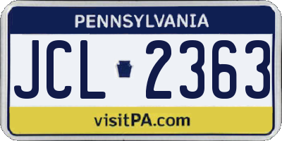 PA license plate JCL2363