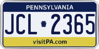 PA license plate JCL2365